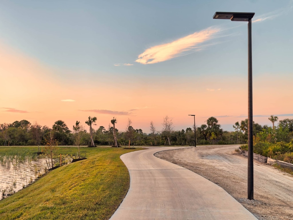 The palms, solar lighting pathways